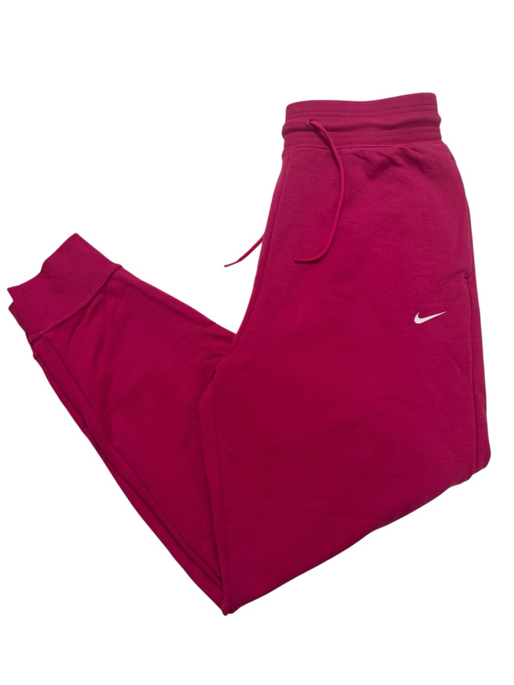 Nike Raspberry Pink Fleece Joggers with White Swoosh